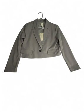 Joie Gray Cropped Blazer Women M Single Button Pocket NWT